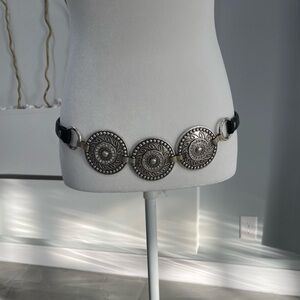 Chico's Black and Silver Medallion Belt